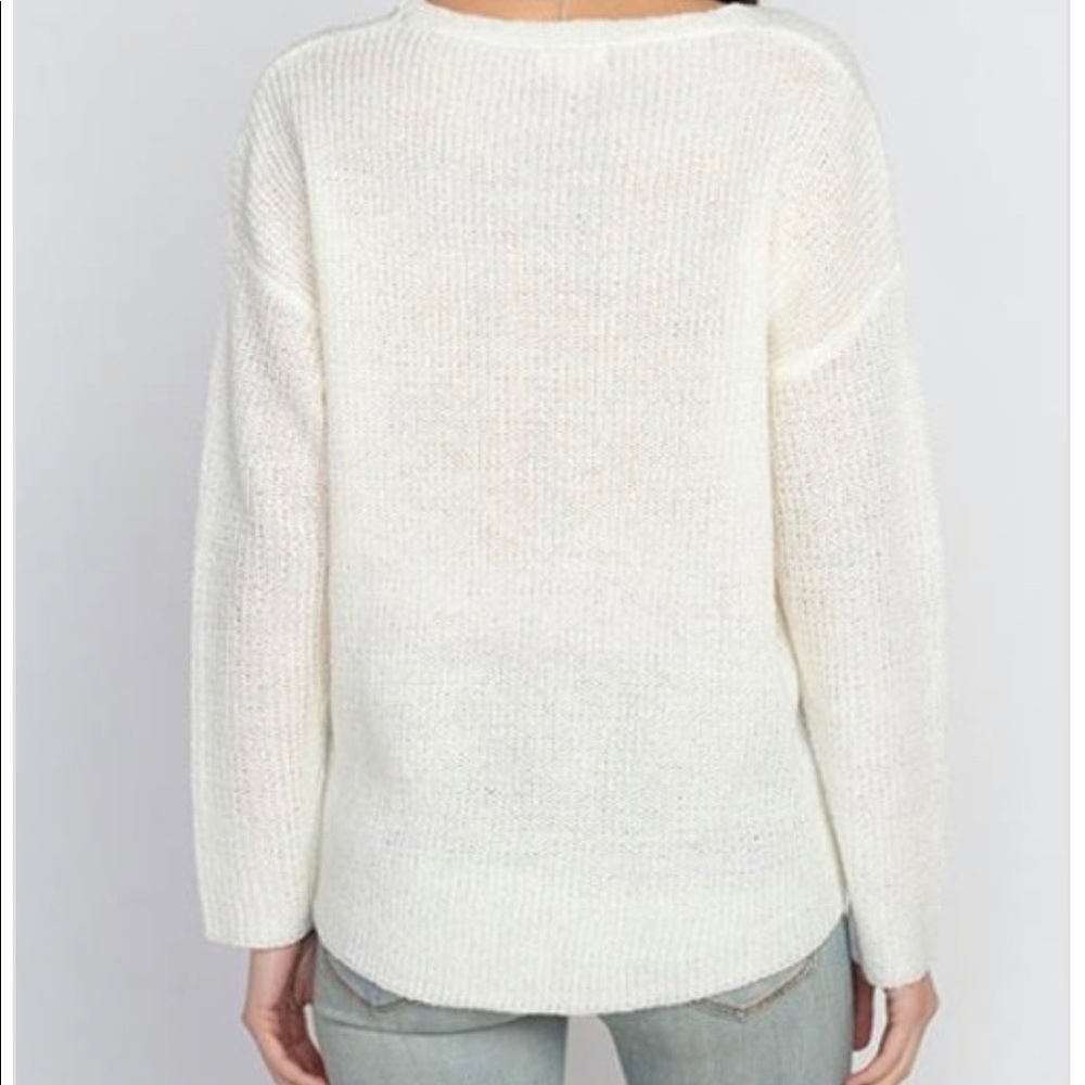 Button Front Tie Sweater - Picture 3 of 6